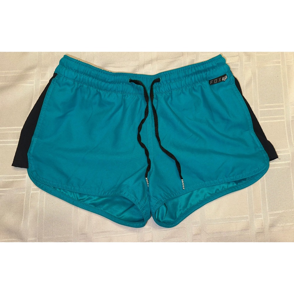 Fox Racing Shorts Womens S Teal Blue Active Running Dolphin Hem Athletic Fit